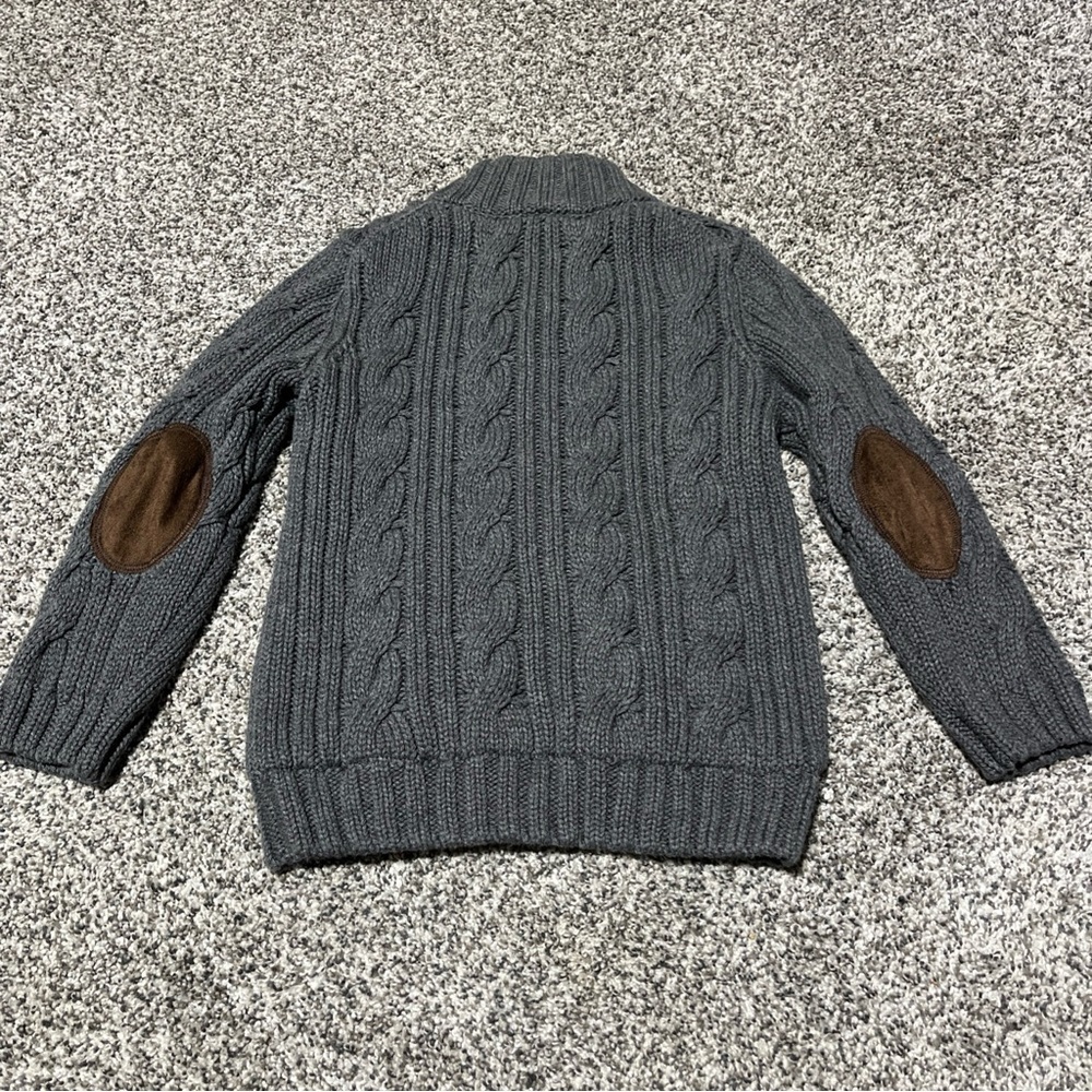 JANIE & JACK BOYS Size 3 GRAY Full ZIP Cotton Cable SWEATER Jacket Lined - Picture 9 of 12